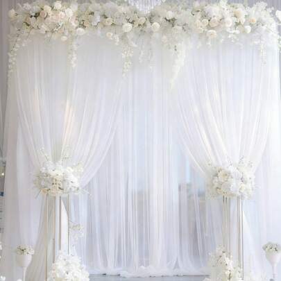 1/2/4 tấm rèm voan trắng, vải lưới trong suốt dùng trang trí cổng cưới, phông nền tiệc cưới, trang trí lễ đính hôn, phông nền tiệc chiêu đãi, trang trí sinh nhật, trang trí tiệc mừng em bé, đồ dùng tiệc cưới, trang trí tiệc cô dâu, trang trí sân khấu, quà tặng tiệc, phông nền chụp ảnh, trang trí trong nhà, trang trí nhà cửa, trang trí ngày lễ.