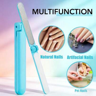 1个专业双面可折叠指甲锉 - 可折叠便携的指甲护理工具，用于完美塑形和精细修整指甲。