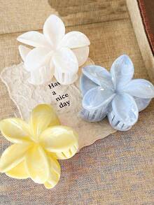 3件套女士亚克力渐变大花朵发爪，简约优雅发髻夹配饰，适合休闲、旅行、度假装扮，花朵发夹，时尚发爪夹，秋冬度假必备单品，适合女士夏季海滩度假。 - 彩色 - 查看 8