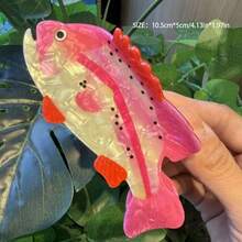 1pc Ocean Series Acrylic Printed Claw Clip With Small Fish, Turtle, Lobster, Hair Claw, Vacation Style Unique Niche Hair Clip - Multicolor - View 17