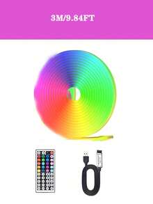 Flexible LED Strip Lights, Remote Control, Multiple Modes, Outdoor Waterproof RGB Neon Lights, Music Sync Gaming LED Neon Light Strips, Suitable For Bedroom Indoor Home Decor, Party Decor, DJ Disco Atmosphere Lighting, Gaming Atmosphere Lighting - Multicolor Light - View 12