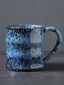 1pc 500ml Creative Crackle Glaze Large Capacity Hanging Ear Coffee Mug, High Temperature Ceramic Mug, Beer Mug, Breakfast Milk Cup, Large Capacity Crackle Glaze Water Cup, Ceramic Mug, Creative Coffee Cup, Ceramic Cup, Crackle Glaze Cup - Multicolor - View 8