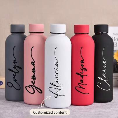 Custom Engraved Matte Stainless Steel Water Bottle, Personalized Insulated Water Bottle With Name/Text, Double Wall Vacuum Flask, Leakproof Travel Tumbler For Birthday, Christmas, Graduation & Gift For Her/Him