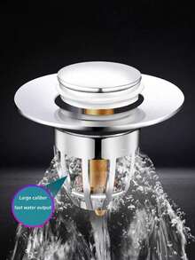 1/2个通用浴室水槽排水塞，带毛发收集器、弹簧式浴缸排水盖、塑料芯弹跳式水槽塞、水槽排水过滤器、按压式水槽塞、浴室配件、浴室用品 - 彩色 - 查看 3