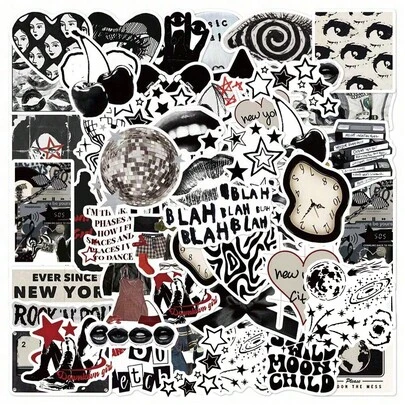 50pcs Dark Y2K Stickers Retro Aesthetics Fantasy Sun Ins Y2K Downtown Aesthetic Stickers Gifts Humorous And Funny Stickers 80S 90s Anime Stickers For Scrapbook Supplies Envelope, Water Bottle, Computer, Laptop, Phone, Luggage, Notebook, Fridge,Festival Party,Christmas Decoration New Year Winter