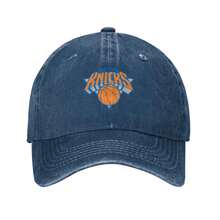 New York Knicks Logo  Vintage Baseball Cap, Washed Denim Adjustable Size, Casual Headwear | Denim Fabric Hat, Unisex Gifts - Màu xanh hải quân - Xem 1