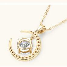 1件S925银女士吊坠项链，2克拉莫桑石月亮造型项链，适合女士日常佩戴 - 一件 - 查看 3