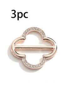 1/3件套女士金属衬衫领夹、围巾夹和皮带扣时尚配饰套装，时尚胸针 - 彩色 - 查看 10