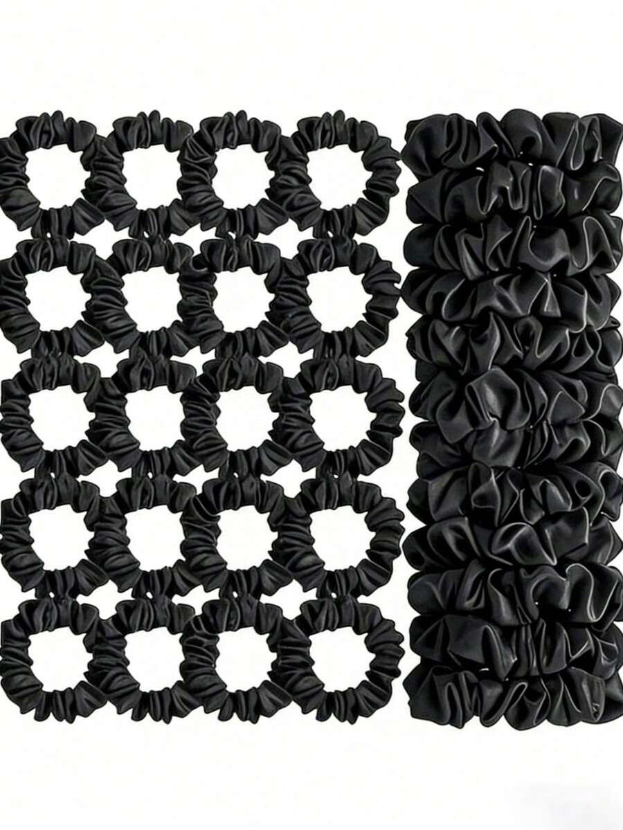 20pcs Classic Satin Solid Light Purple Hair Scrunchies, Fresh Solid Color Hair Ties For Ponytail, Bun, Soft & Stretchy Hair Ties, Vibrant Colors, Suitable For Elevating Party Looks, Travel Accessories And Daily Styling Hair Elastics Hair Rubber Bands Hair Rope Elastic Hair Tie - Mauve Purple - View 1