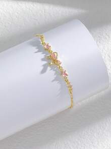 1件优雅可爱奢华蝴蝶心形锆石可调节手链，适合女性和女孩日常佩戴、生日礼物、毕业派对，为装扮增添精致感。 - 彩色 - 查看 10