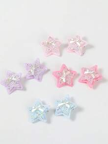 10 Stücke/Set Mädchen bunte Pailletten Doppelschicht Fünfzackiger Stern Haarspangen, süße Haaraccessoires, geeignet für den täglichen Gebrauch - Verschiedenfarbig - Übersicht 4
