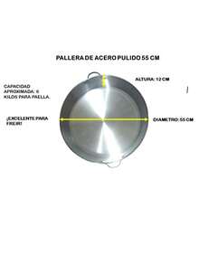 paellera 55 cm acero pulido calibre 22 tamaño grande plano extendido - Ver 3