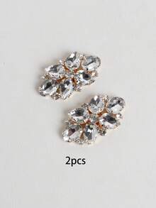 2件金色水钻镶嵌可爱配饰，时尚精致经典DIY高跟鞋装饰新品，适合优雅性感女士约会凉鞋、运动鞋、连衣裙胸针夹、包包夹、家居装饰等多种用途。 - 金色 - 查看 5