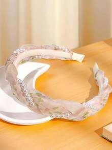 1/2件装甜美珍珠编织发箍，复古少女森系编织发箍 - 彩色 - 查看 5