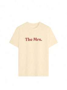 2026 New Spring/Summer "The MRS" Printed Round Neck T-Shirt - Bride T-Shirt, Wedding Gift For Her, Newlywed T-Shirt, Bridal Shower Gift, Honeymoon Top, Bachelorette Party Tee, Wife Casual Black - Black - View 2