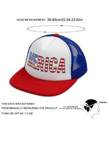 1顶女士美国国旗印花网眼帽，休闲百搭，适合美国独立250周年庆典、街头嘻哈风格，防晒。 - A - 查看 4