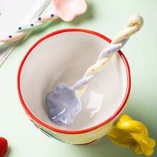 1/2/4pcs Flower Shaped Ice Cream Spoon Ceramic Spoon Long Handle Spoon Stirring Spoon Cute Kitchen Spoon Coffee Spoon Kawaii Dessert Spoon Ice Cream Spoon For Party Wedding, Tableware For Restaurant Home Christmas Gift,School Supplies - View 3