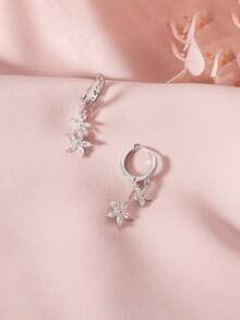 Exquisite Floral Cubic Zirconia Earrings, S925 Sterling Silver Earrings With Gift Box, Suitable For Bridesmaids And Date Wear - White Gold - View 7