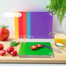 6pcs Thick Kitchen Cutting Boards Set, Colorful Food Icon Design, With Ergonomic Cooking Handles, Soft Non-Slip Chopping Mats, Kitchen Accessories - View 2