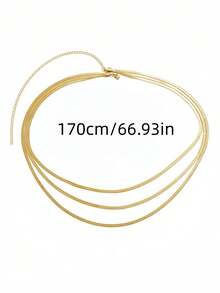 1pc Metallic Multi-Layer Snake Chain Waist Belt, Body Chain Suitable For Summer Beach Party Bikini Outfit - Gold - View 11