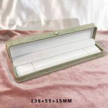 SANRIO Hộp đựng trang sức bằng nhung thời trang, hộp trang sức màu xanh lá nhạt có cúc ngọc trai, dùng để đựng bông tai, nhẫn, dây chuyền. - Nhiều màu - Xem 11