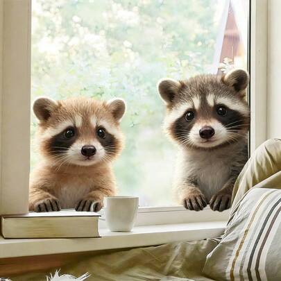 1/9 miếng dán cửa sổ hình động vật dễ thương, có thể tháo rời, với các hình mèo đen, gấu trúc và cáo. Đồ trang trí cửa sổ tự dính, thích hợp cho cửa sổ nhà ở và quán cà phê, và là món quà tuyệt vời cho người yêu thú cưng.