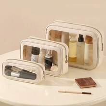 Minimalist Transparent Travel Cosmetic Bag, Large Capacity Visible Makeup Organizer, Multi-Functional Toiletry Pouch - Multicolor - View 1