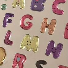 Anime-Themed Scratch-Resistant PVC Keyboard Stickers - Glossy Keycaps, Including A-Z Letters And Numbers, In Teal/Coral/Pink/Purple/Yellow/Green, Irregular QWERTY Layout, Suitable For Laptops, PCs, And Computers (Removes Without Residue) - Xem 8