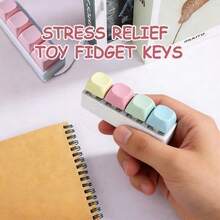 Stress Relief Gift 4-In-1, Keyboard Fidget Clicker With Keychain, Portable Decompression Button Toy For Office Travel, Anxiety Relief Gadget For Adults - Black+Pink - View 7