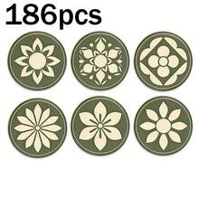 1套6入花卉木製杯墊組 - 10*10cm，2D平面印花，波希米亞風格設計，適用於咖啡杯和茶杯，廚房、婚禮、居家和餐廳裝飾，桌面裝飾，廚房裝飾，節日禮物選擇，廚房配件，居家裝飾，送給媽媽、爸爸、朋友、妻子、丈夫、孩子、同事的禮物，可選1套、2套或31套，父親節禮物 - 綠色 - 查看 10