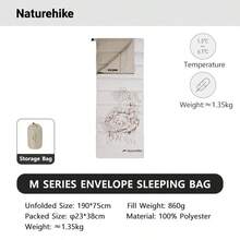 Naturehike 1件装 M系列信封式单人成人睡袋，适用于户外露营 - 彩色 - 查看 9