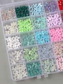 1 Box Assorted Color Ribbon Decorations, Suitable For Spring/Summer, Petite Bow Design For Nail Art Decoration, Japanese Style DIY Mini Bow Nail Accessories, Random Mixed Colors Nail Charm - Multicolor - View 5