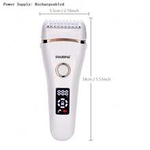 1个USB充电式5W女士电动剃毛器，带液晶显示屏，防水全身脱毛器 - 查看 2