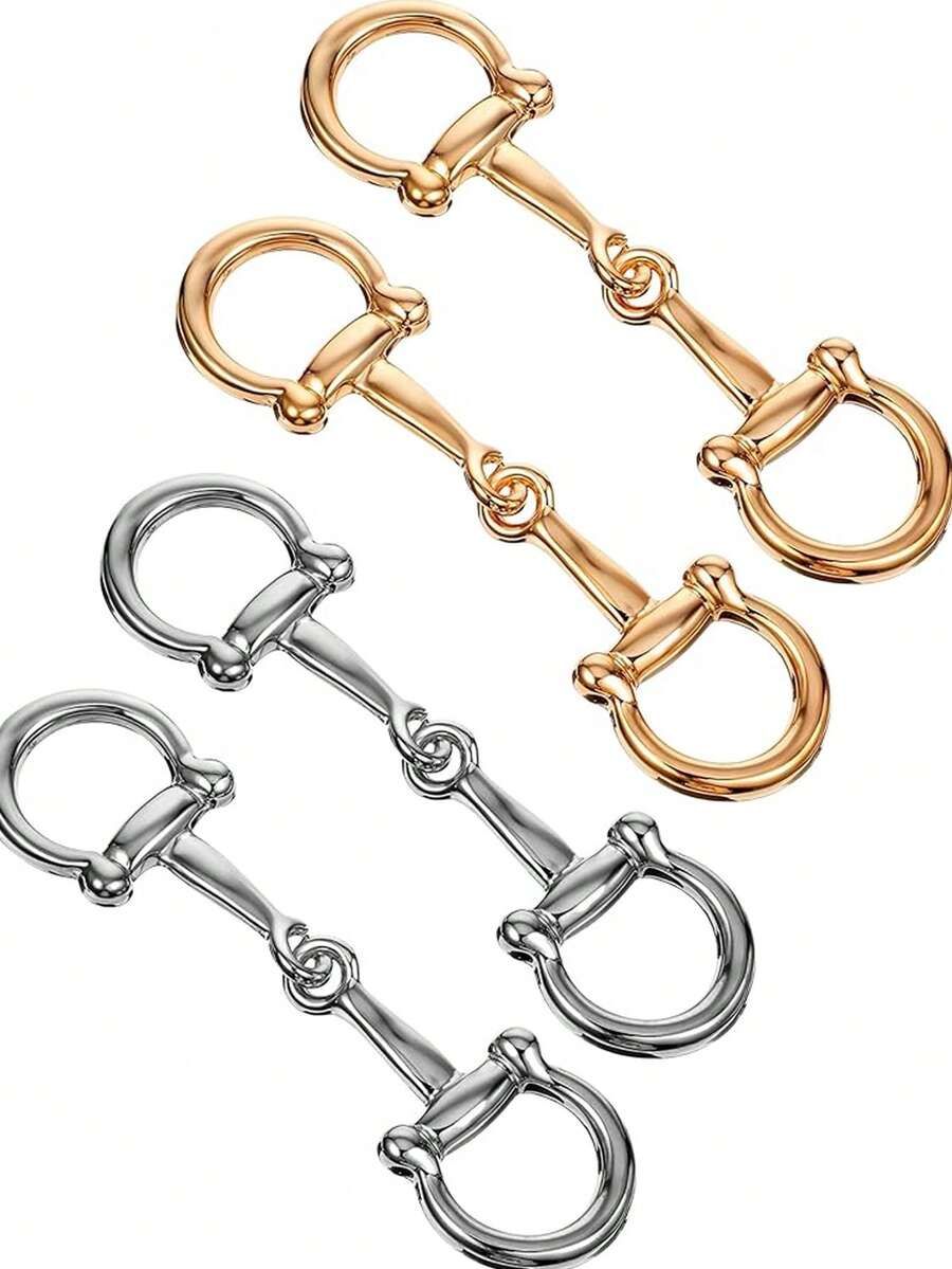 1/3PCS Wonderful Horsebit Silk Scarf Buckle, Simple Metal Scarf Rings, Horsebit Clasp For Women,Beach,Holiday - Gold + Silver - View 1