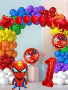 Marvel 蜘蛛侠生日装饰套装，漫威派对用品，包括32英寸红色数字气球，超级英雄儿童生日新年庆祝派对装饰，拍照背景气球 - 氣球套裝 - 查看 2