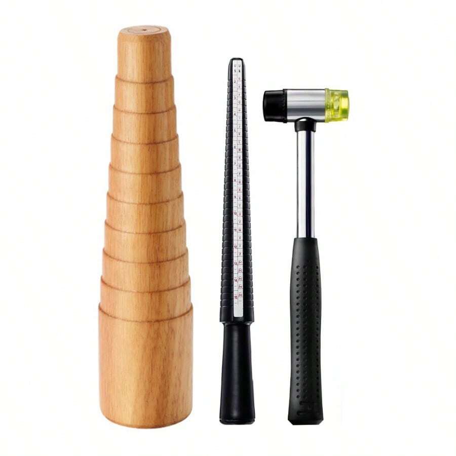 Bộ dụng cụ làm trang sức (1/2/3 món): Dụng cụ đo kích cỡ nhẫn, dụng cụ nong vòng tay, búa nhựa mềm hai mặt, dụng cụ định hình và sửa chữa vòng tay. - Dụng cụ làm đồ trang sức - Xem 1