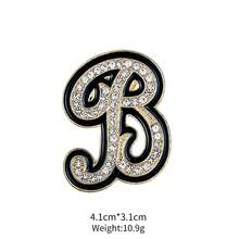 1pc Cute Zinc Alloy Rhinestone & Enamel 26 English Letter Brooch, Suitable For Women's Daily Wear - Gold and Black - View 10