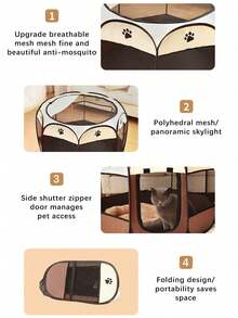 1件装八角形宠物围栏，宠物帐篷，猫笼，猫产房，狗床，猫床，小型宠物狗笼。便携式可折叠宠物帐篷犬舍八角形围栏幼犬庇护所，易于使用，户外操作简便，大型狗笼，猫围栏。便携式宠物游戏围栏，幼犬游戏围栏，宠物狗猫游戏围栏笼子，柔软面料，可折叠，室内外通用，适用于兔子、仓鼠、豚鼠，灰色。 - 灰色 - 查看 7