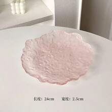Asymmetrical Glacier Glass Fruit Plate, Cake Dessert Plate, Snack Plate, Small Dish For Desserts And Appetizers, Ins Style - Pink - View 6