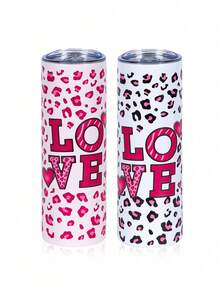 1 Stück neue Leoparden-Muster Edelstahl Vakuumbecher, individuell gestaltbare Valentinstag Tasse, tragbar und leicht zu reinigen, großes Fassungsvermögen - Valentinstag Geschenk, Feiertagsgeschenk, Geburtstagsgeschenk, Party und Outdoor - Verschiedenfarbig - Übersicht 3