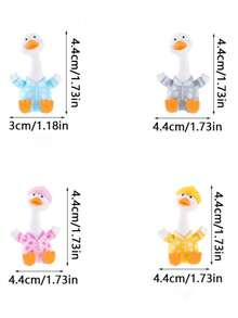 1/4/6/10只迷你可爱创意鸭子，玩具屋/娃娃屋DIY装饰，书房摆件，桌面小雕像微缩模型，树脂小动物，家居装饰，汽车装饰，仙女花园配件，微型可爱鸭子，ABS树脂摆件，树脂动物，鸭子，礼物（颜色随机） - 迷你長脖鴨 - 查看 9