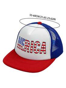 1顶男女通用美国国旗印花网眼帽，休闲百搭，适合美国独立日250周年庆典，街头嘻哈风格遮阳帽 - A - 查看 7