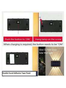 1/2/4件組 4LED/6LED/8LED 太陽能上下照壁燈，戶外防水LED階梯燈，現代裝飾壁燈，適用於戶外庭院、花園、草坪、露台、中庭、圍欄、車道、小徑裝飾燈，萬聖節、聖誕節、感恩節禮物 - 長條壁燈 - 查看 12