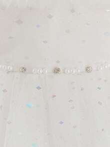 Váy nơ trễ vai lưới xếp nếp thanh lịch dành cho bé gái, thích hợp cho các buổi khiêu vũ ở trường, tiệc sinh nhật - trắng - Xem 7