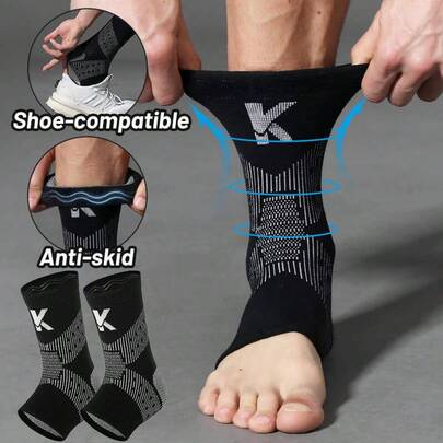 高级压缩踝套 - 防滑、兼容鞋子且透气的设计，适合跑步、骑行、篮球以及伤后恢复。