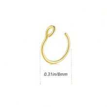 1-3件套假鼻环穿刺饰品，男女通用唇环和鼻中隔夹环套装 - 鋼+rose golden+golden - 查看 4