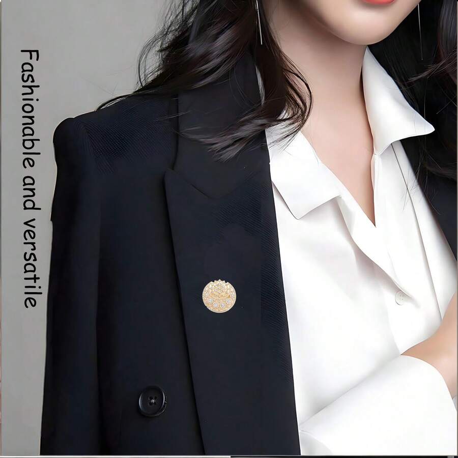 1件畅销全镶钻防滑日月胸针，奢华小众新款胸针花朵 - 彩色 - 查看 1