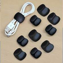 12pcs Black Multi-Functional Wire Winders, Data Cable Earphone Charger Organizer, Minimalist Portable Clips - Black - View 10