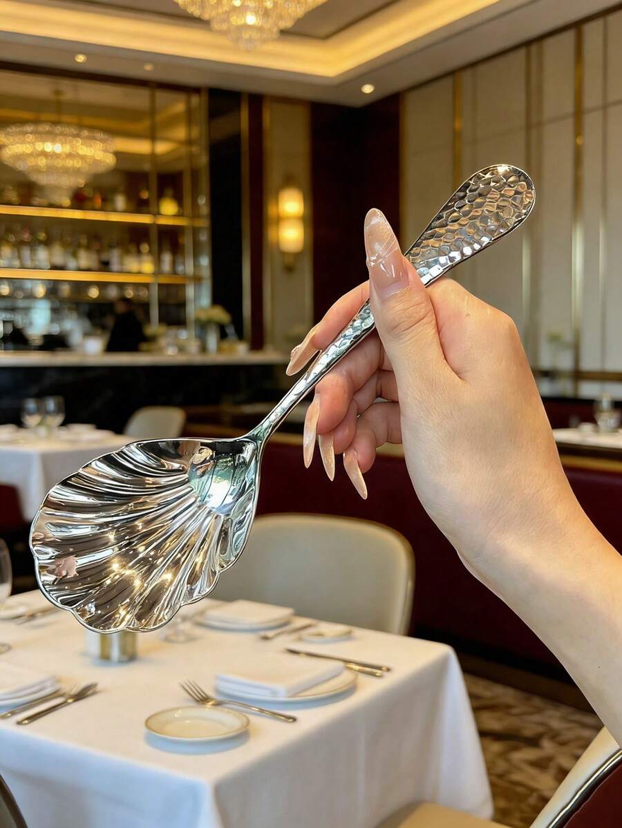 1/2/4件套不锈钢长柄餐勺，适用于餐厅、酒店、婚礼、礼品等场合 - 銀色 - 查看 1