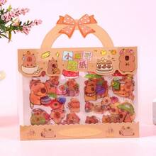 水豚手持贴纸袋，小礼品，PET材质免切割手持帐篷贴纸，可爱贴纸，手持礼品套装 - 彩色 - 查看 11